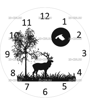Часы Олень дерево луна