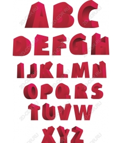 Set of 3D Alphabet Red clipart - Bundle