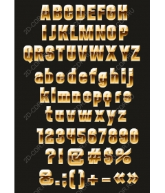 Set clipart "Gold metal alphabet"