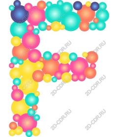  Color bubble letter F