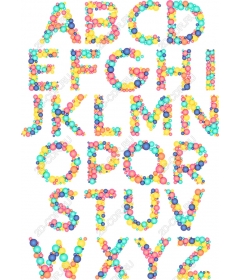 Set of clip art with bubble alphabet