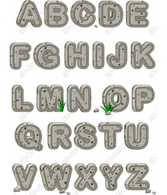 The set of Rocky Alphabet - upper case letters with the texture of stone