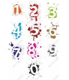 A set of Splash clipart Number