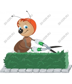 Fun ant, trimming hedges
