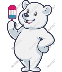 Funny polar bear with ice cream