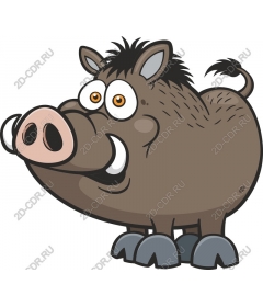 Funny cartoon wild boar