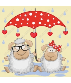  Cute sheep under an umbrella
