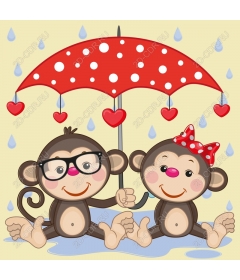  Cute monkey under the umbrella