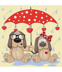  Couple of charming dogs with umbrella