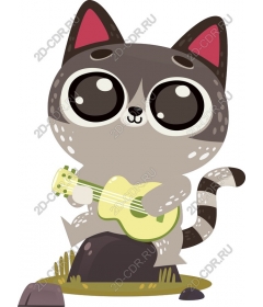  Cute cat playing the ukulele
