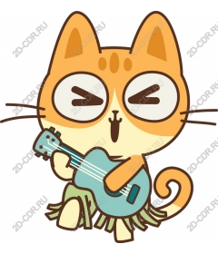 Funny cat with ukulele