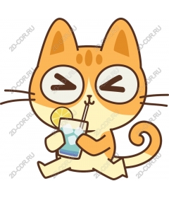 Adorable cartoon cat with a drink
