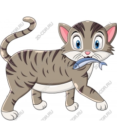 Playful cat with fish