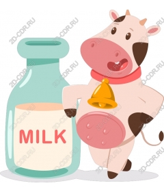 Funny cow with milk