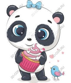  Cute Panda with cupcake