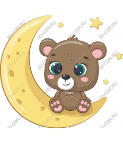  Cute bear on a Crescent moon