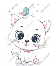  Whimsical cat and bird