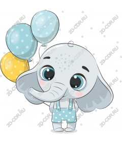  Cute baby elephant holding balloons
