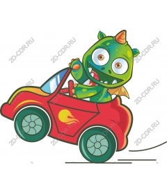 Playful monster in the car