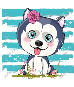  Cute husky with a rose