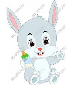  Cute Bunny with a bottle