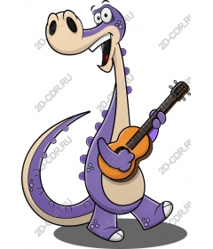  A playful purple dinosaur with a guitar