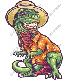  Dapper dinosaur - T-Rex in a flower shirt