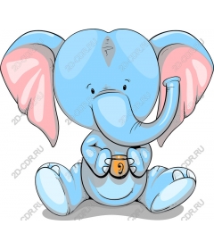  Cute blue elephant with a mug