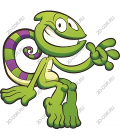 Playful green chameleon