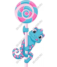  A charming chameleon with a Lollipop