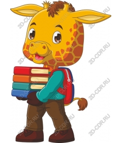  Cute giraffe with books