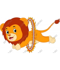  A playful lion cub jumps through a fiery Hoop