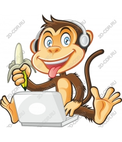Funny monkey with headphones