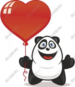  Panda Love: Очаровательный воздушный шар в форме сердца