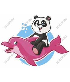  Panda riding a pink Dolphin