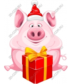  Festive pig with gift