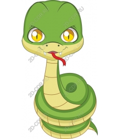 Playful cartoon green snake