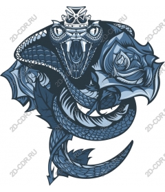  Crowned snake and roses