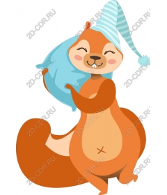 Funny squirrel with a pillow