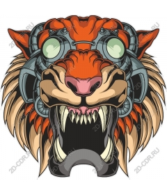 Head of a ferocious tiger mechanical