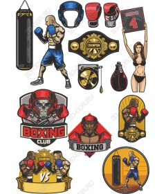 Set of cliparts for Boxing