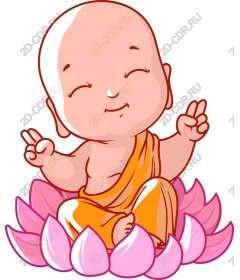  Joyful young monk on the Lotus flower