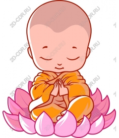 Meditating monk on the Lotus flower
