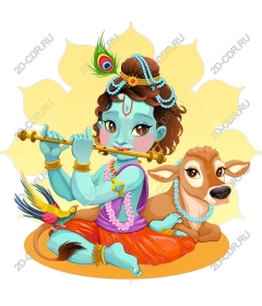  Bright Lord Krishna playing the flute