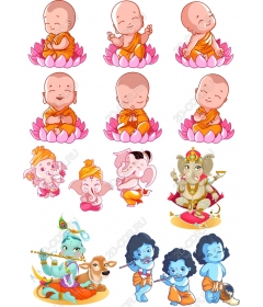 Charming set of Hindu cliparts