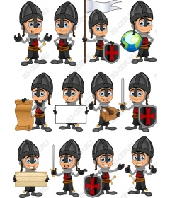 Set of cartoon knight