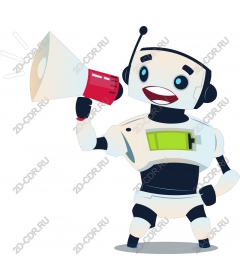 Funny robot with a megaphone