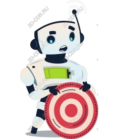 Playful robot with the target shield