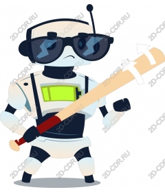  Cool robot with a bat