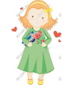 The charm of girls with flowers and book
